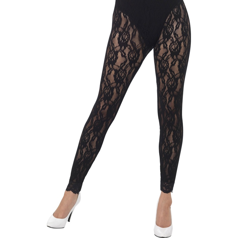 80s style lace leggings black