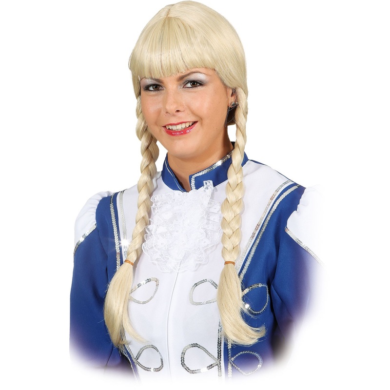 Blonde Funkenmariechen Guard wig with pigtails