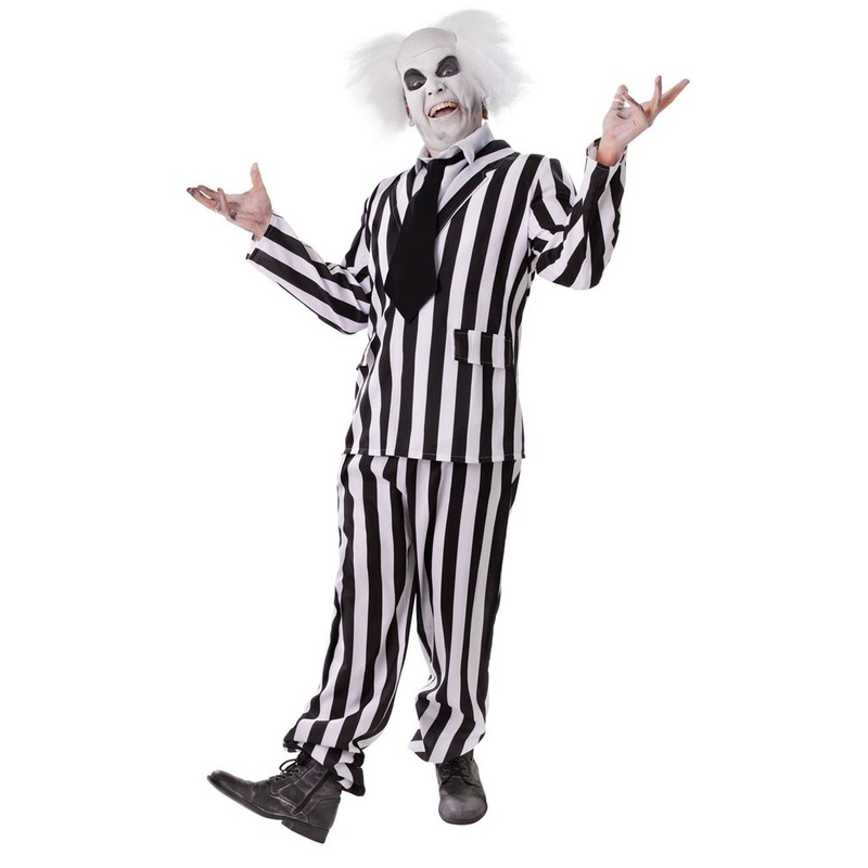 Creepy horror clown black and white striped