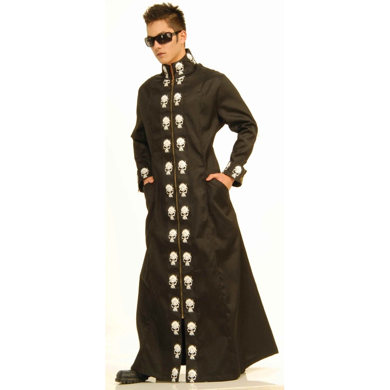 Floor-length skull men's robe black