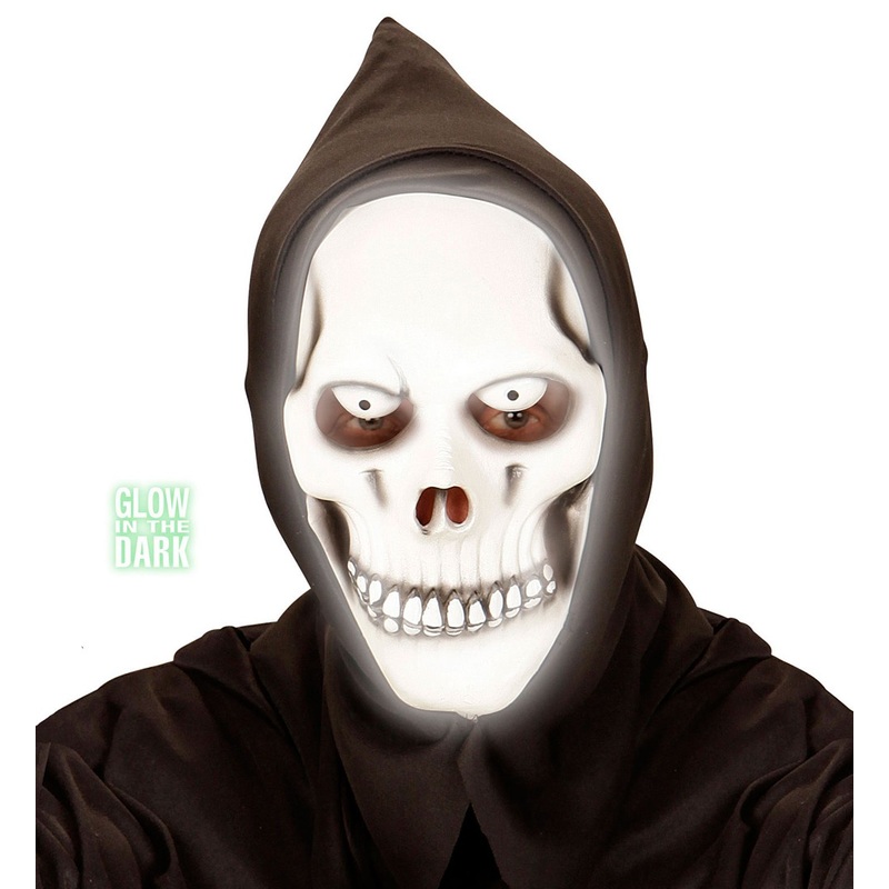 Glowing in the dark hooded skeleton mask