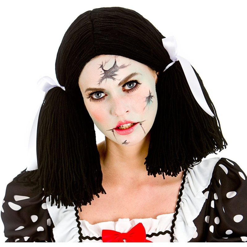 Horror doll wig with pigtails