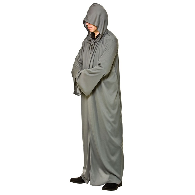 Simple hooded robe in gray for men