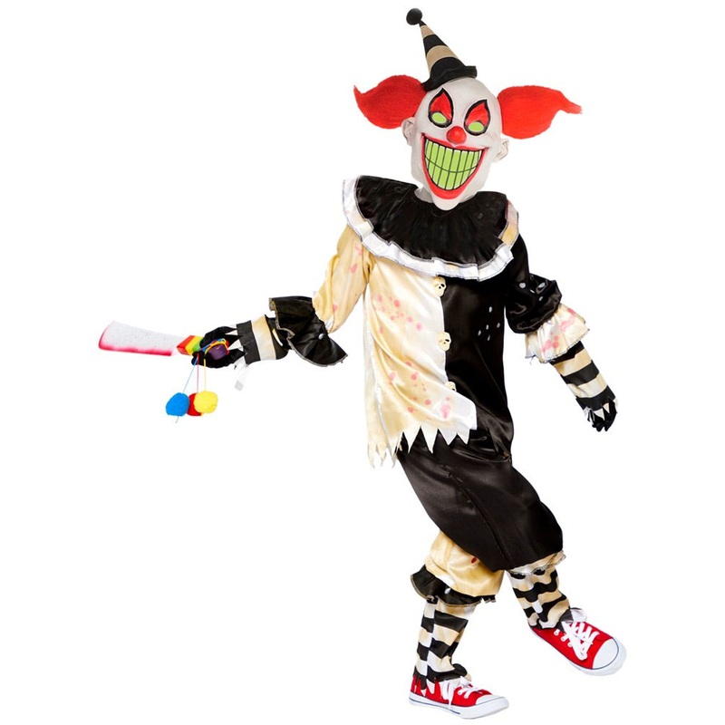 Crazy horror circus clown child costume