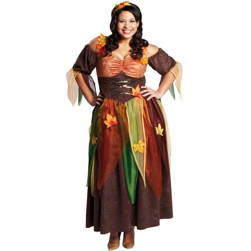 Curvy size autumn fairy costume dress with headband 44