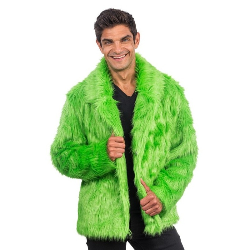 faux fur coat for men green S