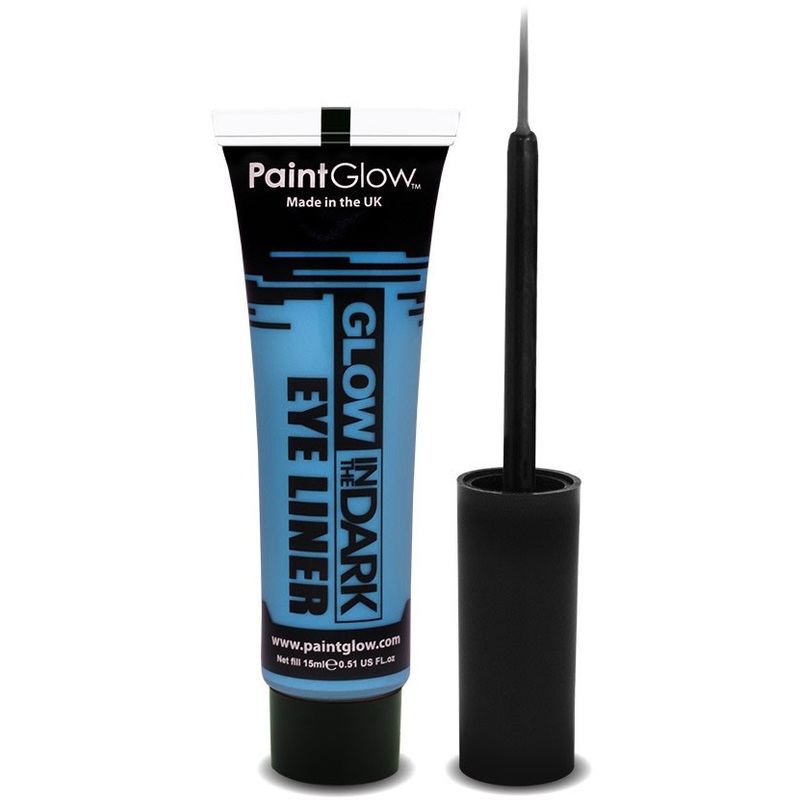 Luminous blue eyeliner in the dark
