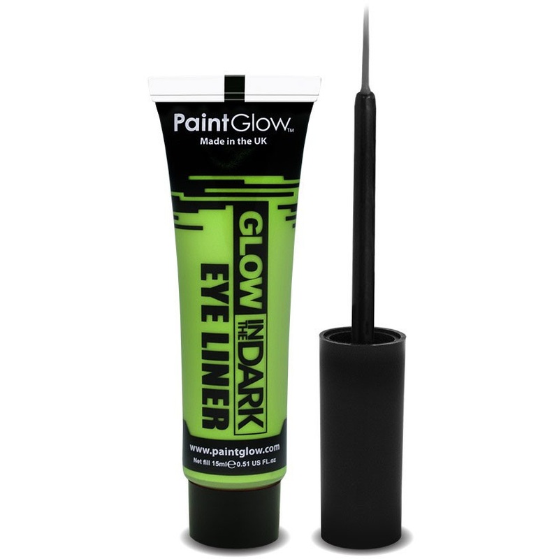 Luminous green eyeliner in the dark