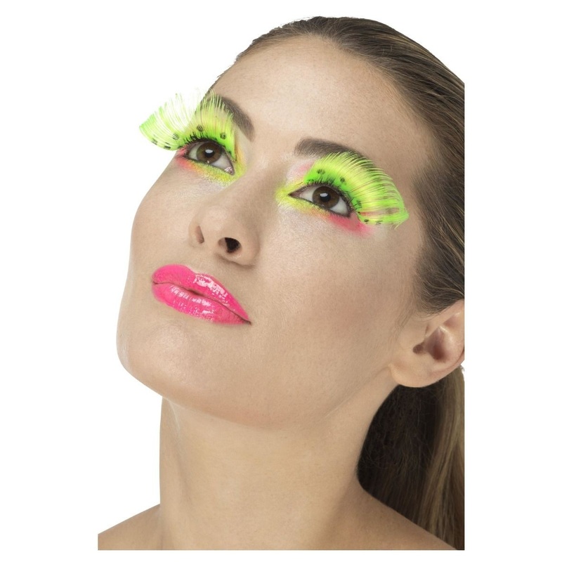 Neon green feather eyelashes