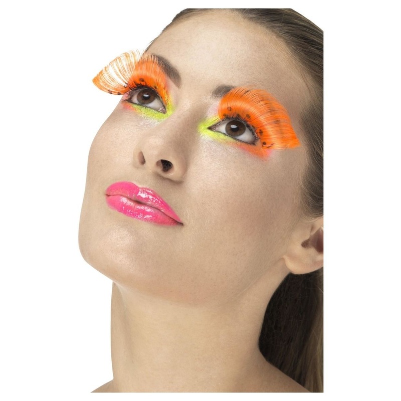 Neon orange feather eyelashes