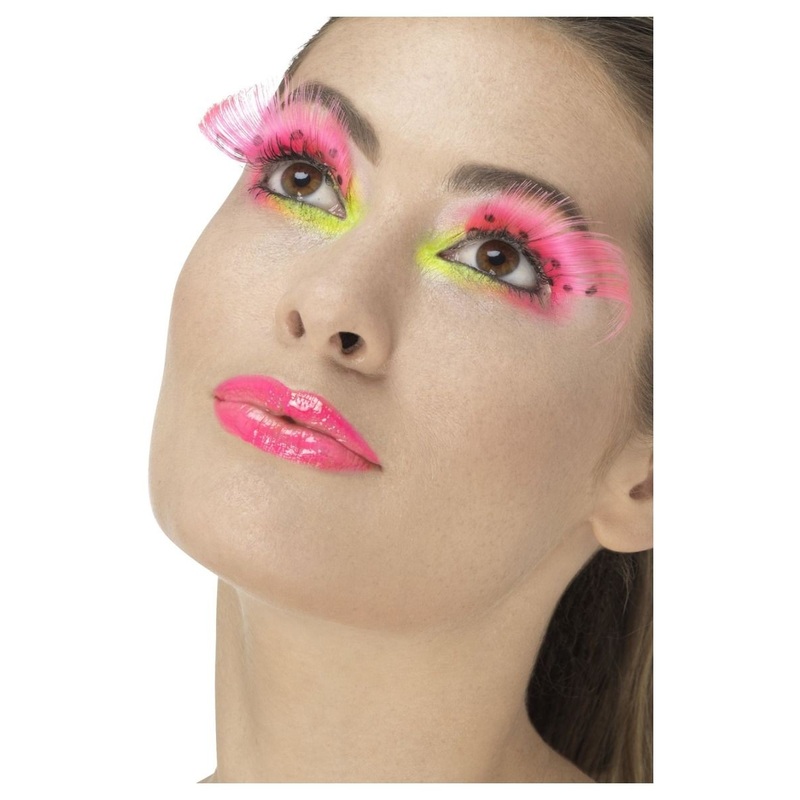 Neon pink feather eyelashes