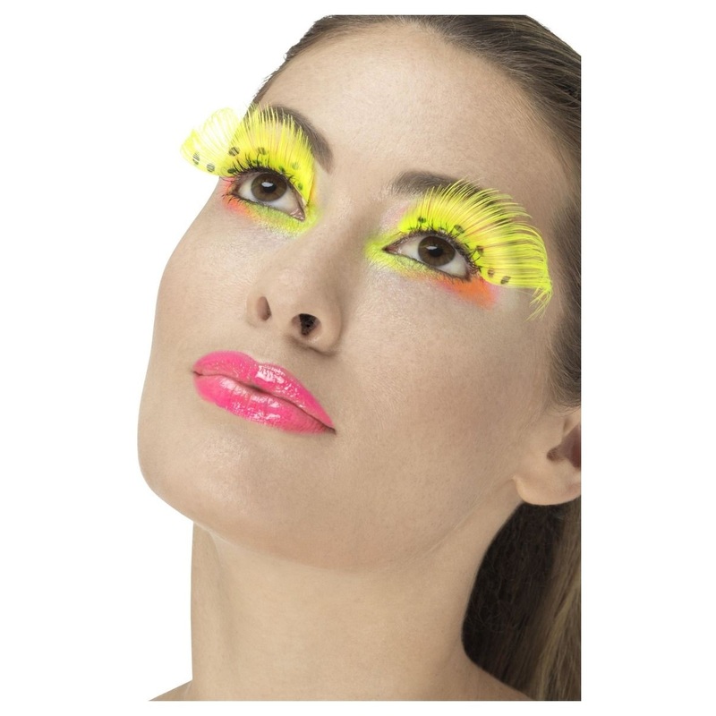 Neon yellow feather eyelashes