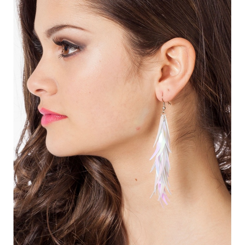 Shimmering glamor feather earrings