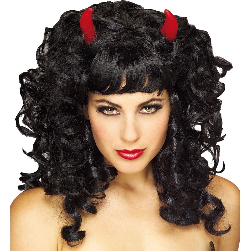 Bad curls devil wig with horns
