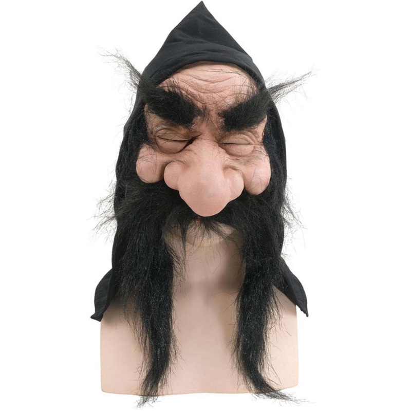 Crumpled face dwarf mask with hood