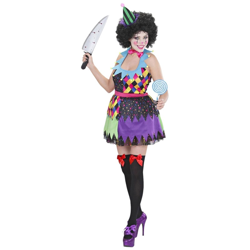 Ladies costume colorful killer clown S