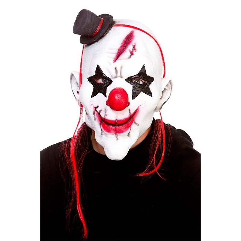 Nasty clown latex mask with hat