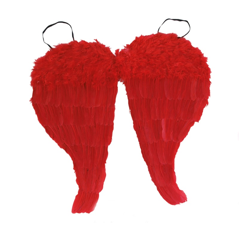 Red children's feather angel wings 47 x 50cm