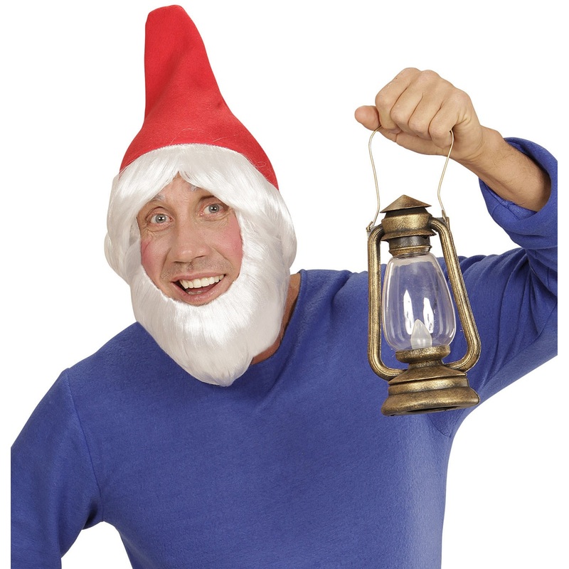 Red dwarf hat with wig and beard
