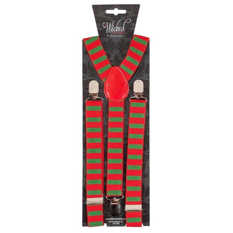Striped suspenders red green
