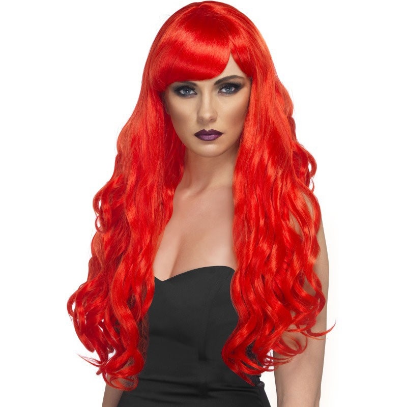 Wig long curly red ariel