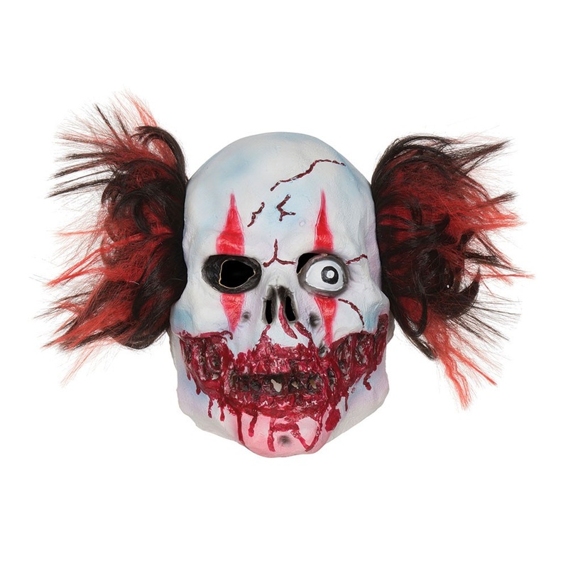 Zombie clown jester horror mask with hair