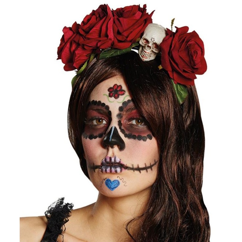 Day Of The Dead Floral Headband Rosy