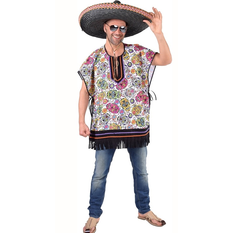 Day of the dead poncho for men