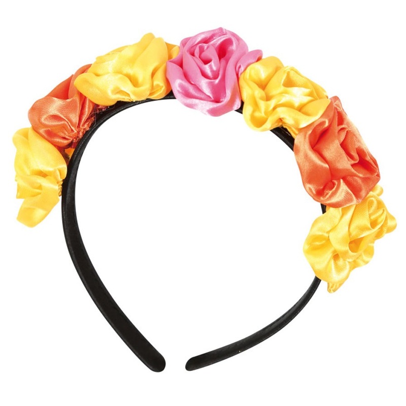 Day of the Dead Roses Headband yellow-orange