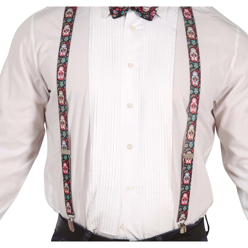 Day of the Dead suspenders for men