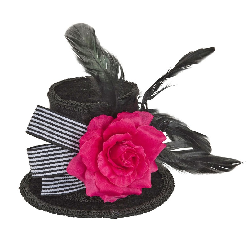 Elegant black feather hat with rose