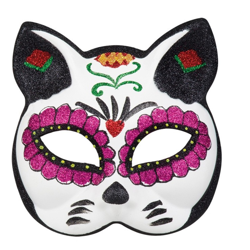 Glittering day of the dead cats eye mask