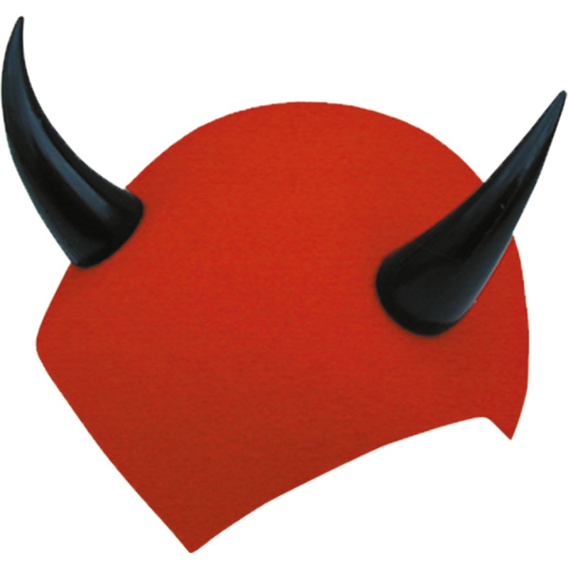 Red cap with devil horns