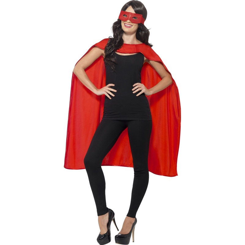 Red superhero cape with eye mask