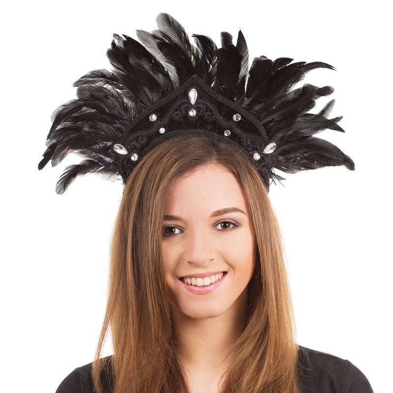Black Carnival Feather Headband