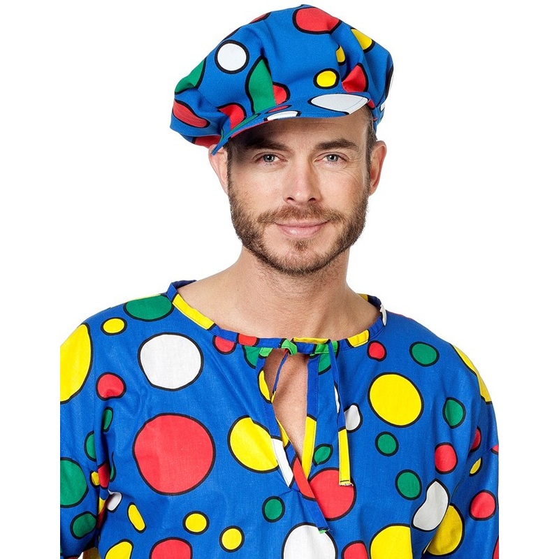 Blue dotted clown shirt M