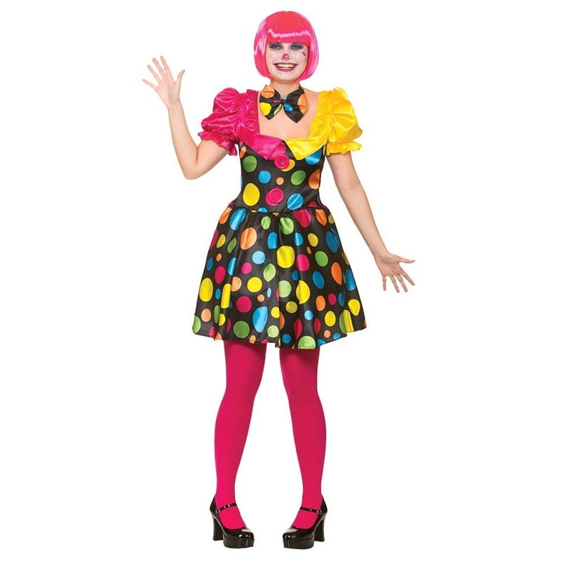 Colorful circus polka dot dress for women XS