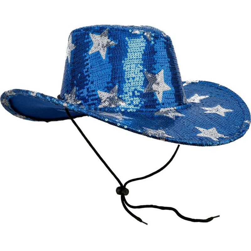 Man of the stars blue party hat with sequins