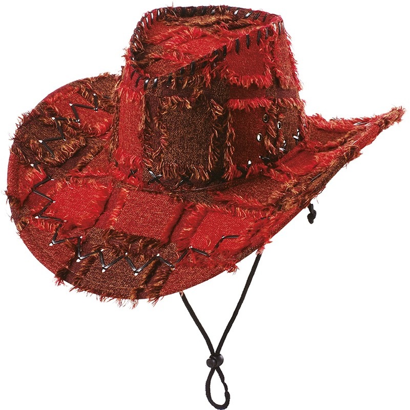 Red patch cowboy hat