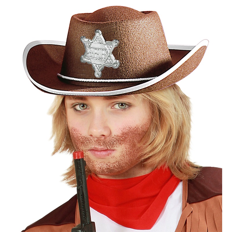 Sheriff cowboy hat for kids brown