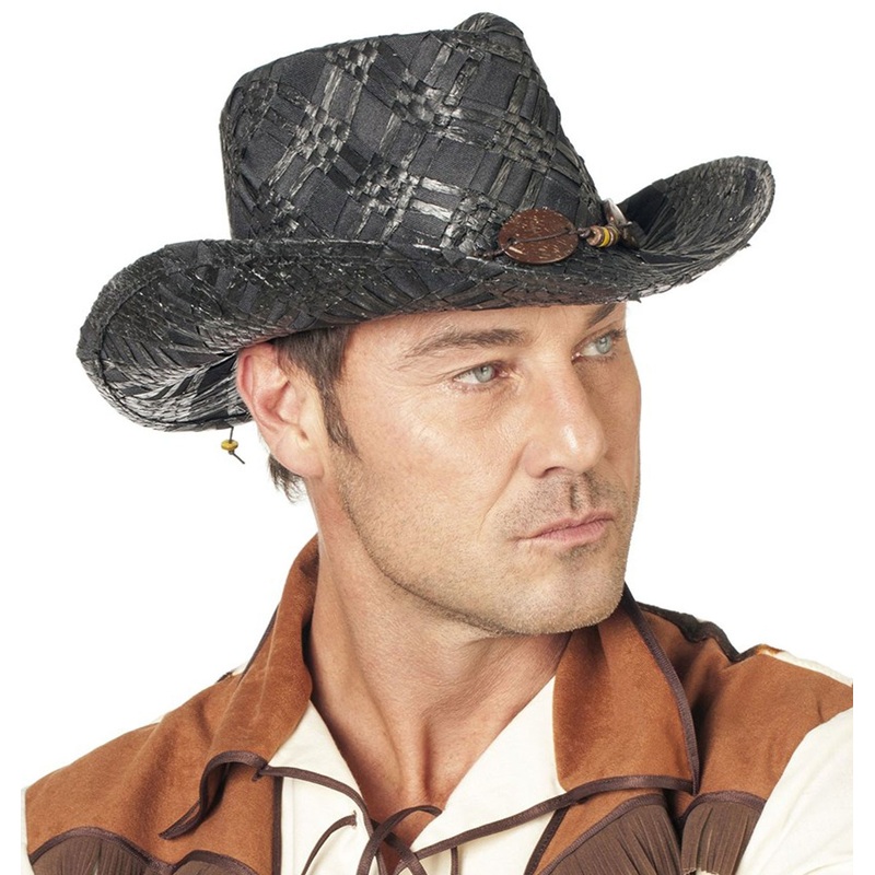 Wild West Straw Hat Deluxe Black