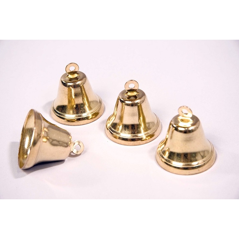 4 gold bells brass-plated 3.8cm
