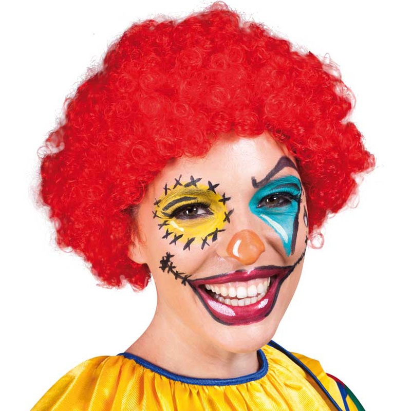 Afro clown wig red