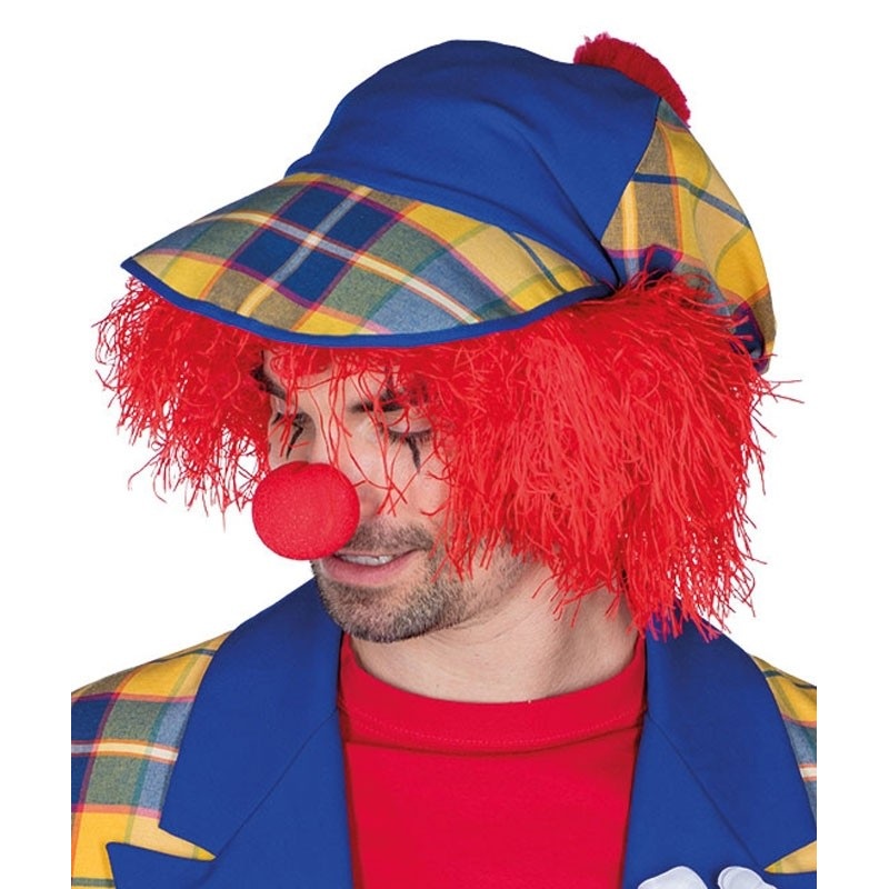 Checkered clown hat with bobble