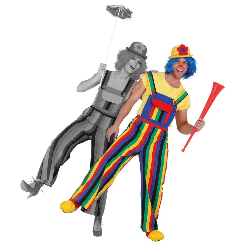 Colorful striped clowns dungarees for men 46-48