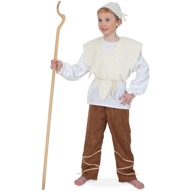 Little David shepherd costume for children white-brown 104