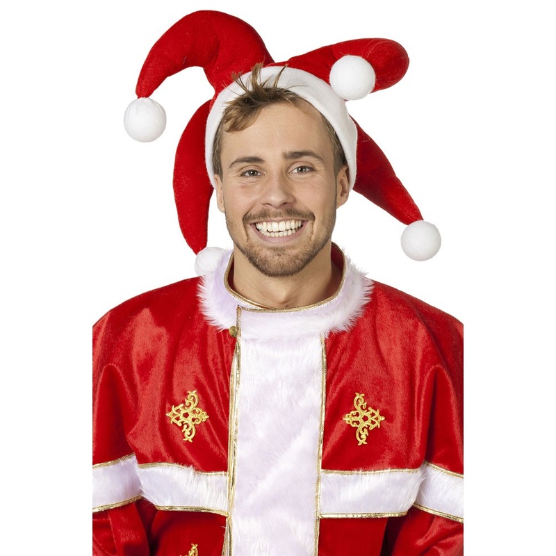 Red Christmas jester hat with light