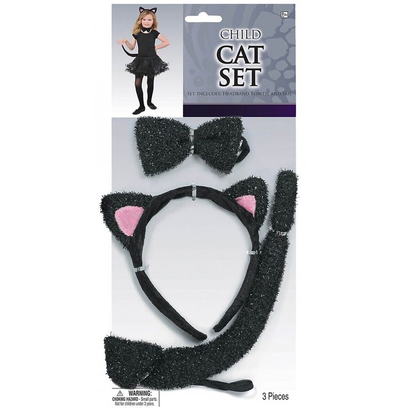 Black cat costume set 3 pieces