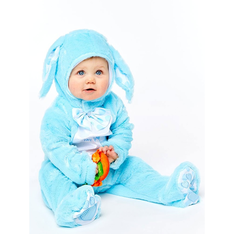 Blue plush bunny baby costume