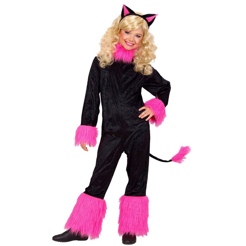 Fluffy cat girl child costume